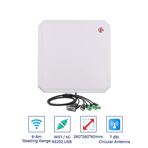 SRK-CR33L UHF RFID Integrated Reader | Range upto 8Mtr | 902 MHz-928MHz | TCP/IP, RS232