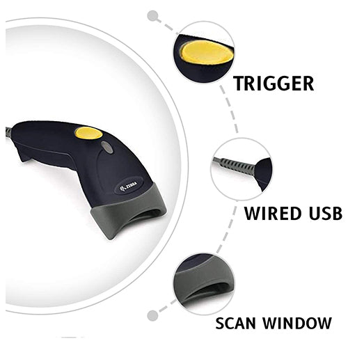 Zebra LS1203 Handheld Reader | 1D Laser Barcode Scanner | USB RS232